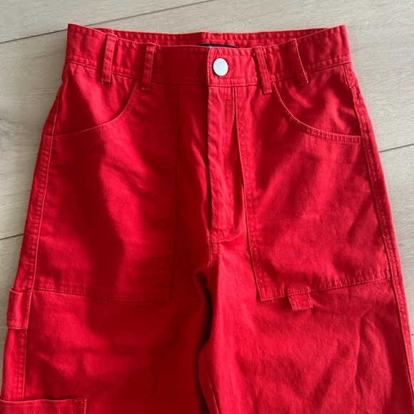 Zara Red Cargo Trouser Pants Jeans For Women Size Small Excellent Condition - Picture 8 of 10